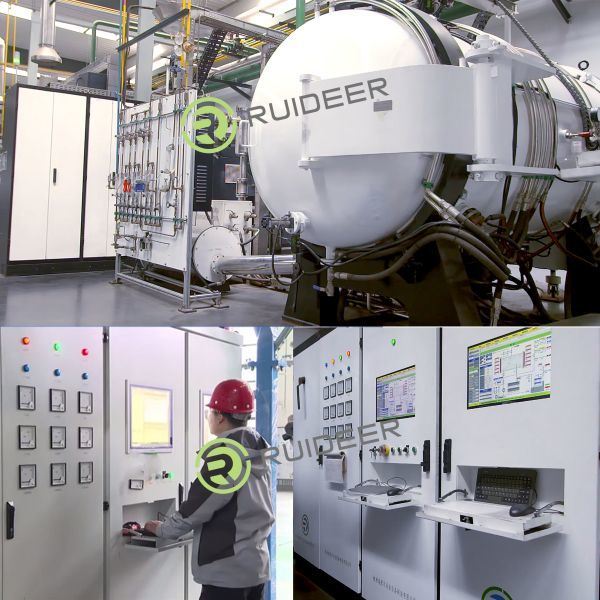 เตาหลอมประสานสุญญากาศอุณหภูมิสูง 1550C สำหรับระบบสามเฟสห้าสาย 380V 50HZ แหล่งจ่ายไฟควบคุม